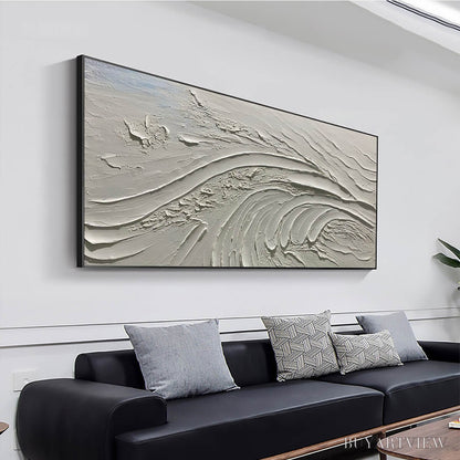 BUYARTVIEW Serene Ridges – Textured Minimalist White Oil Painting - image 4