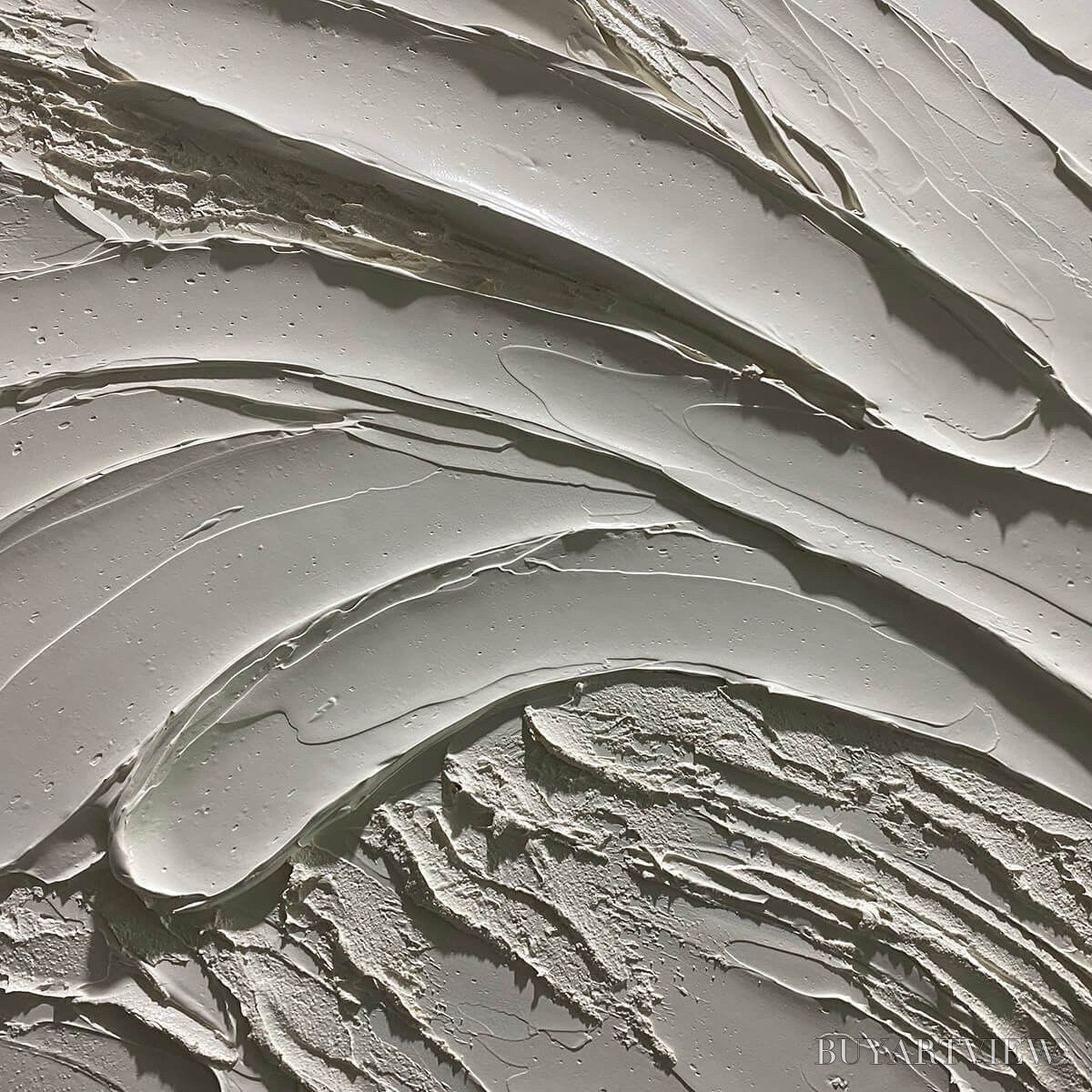 BUYARTVIEW Serene Ridges – Textured Minimalist White Oil Painting - image 5