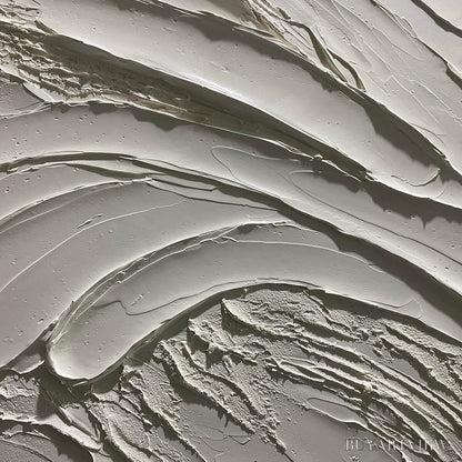 BUYARTVIEW Serene Ridges – Textured Minimalist White Oil Painting - image 5