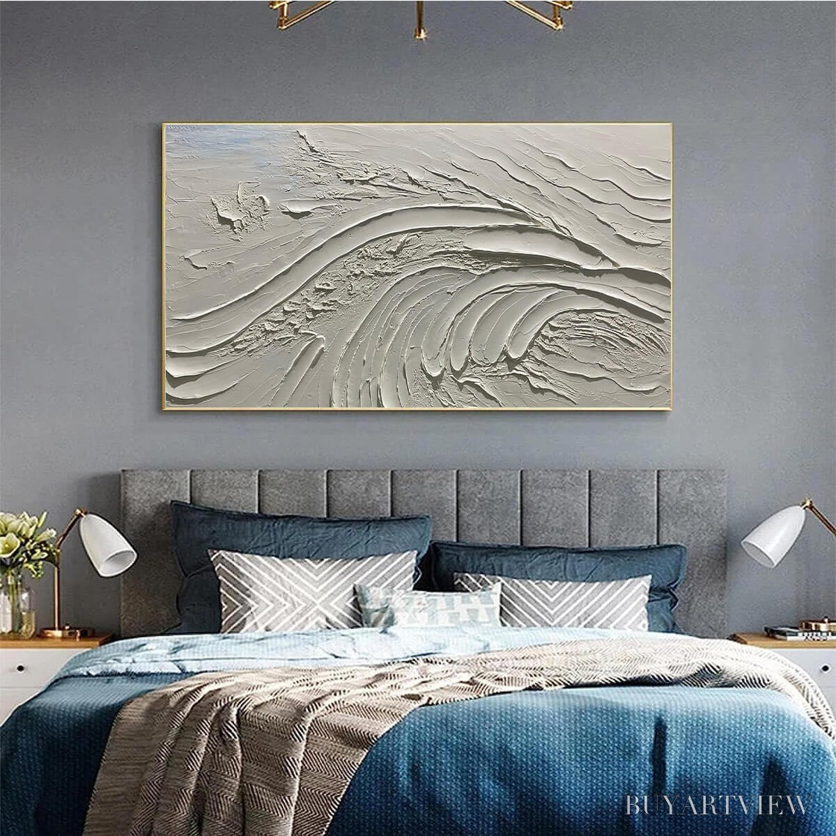BUYARTVIEW Serene Ridges – Textured Minimalist White Oil Painting - image 6