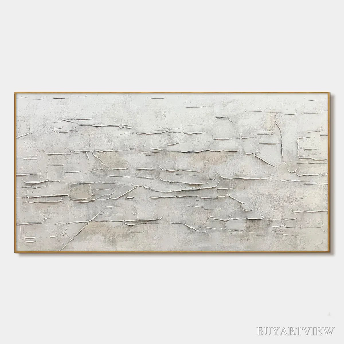 BUYARTVIEW White Sands – White Abstract Minimalist Oil Painting on Canvas - image 1