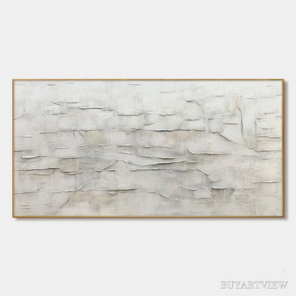 BUYARTVIEW White Sands – White Abstract Minimalist Oil Painting on Canvas - image 1