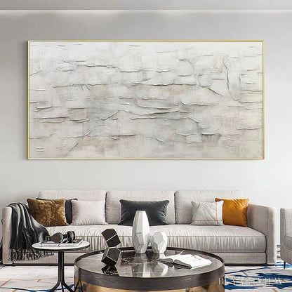 BUYARTVIEW White Sands – White Abstract Minimalist Oil Painting on Canvas - image 2