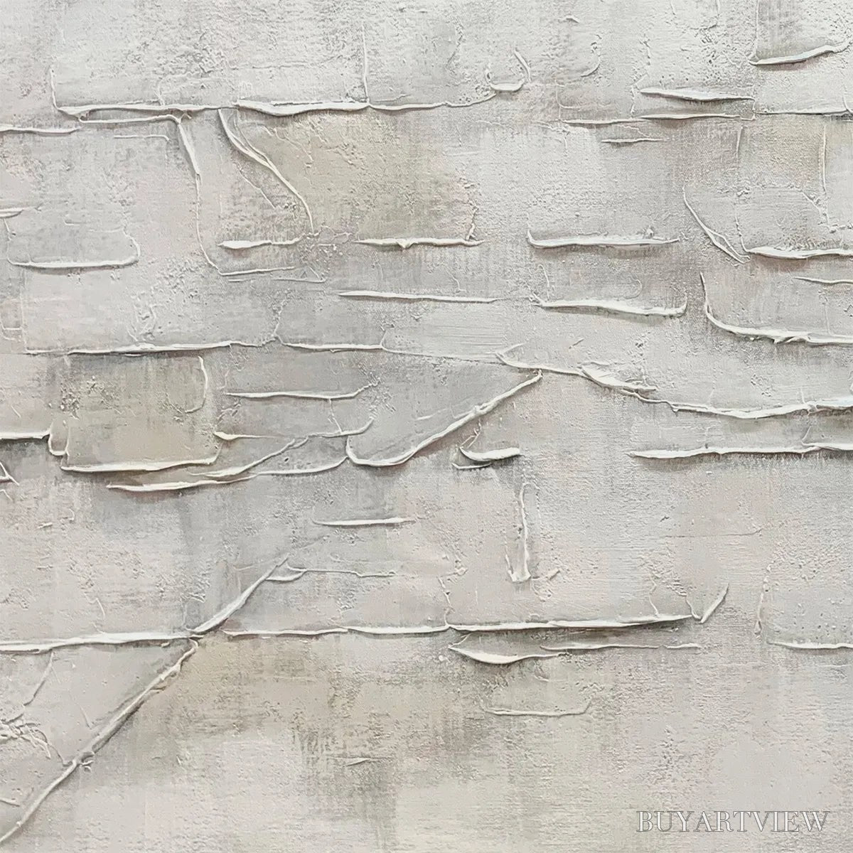 BUYARTVIEW White Sands – White Abstract Minimalist Oil Painting on Canvas - image 3