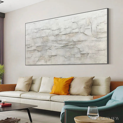 BUYARTVIEW White Sands – White Abstract Minimalist Oil Painting on Canvas - image 4