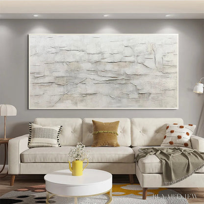BUYARTVIEW White Sands – White Abstract Minimalist Oil Painting on Canvas - image 6