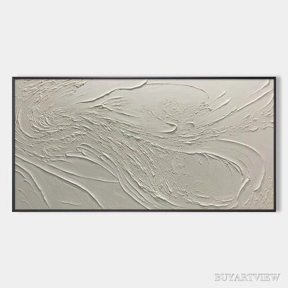 BUYARTVIEW Whispering Winds – White Beige Textured Abstract Oil Painting - image 1