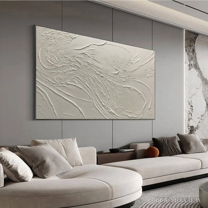 BUYARTVIEW Whispering Winds – White Beige Textured Abstract Oil Painting - image 4