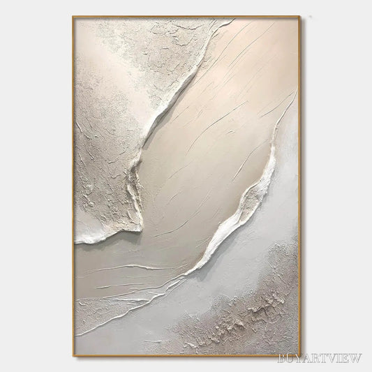 BUYARTVIEW Serene Pathways – Minimalist Beige Textured Impasto Oil Painting - image 1