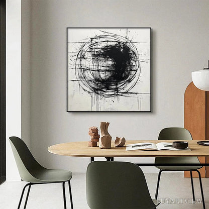 BUYARTVIEW Ink Vortex – Minimalist Black and White Abstract Oil Painting - image 4