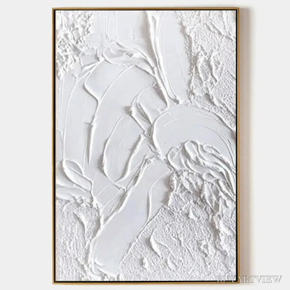 BUYARTVIEW White Texture – Textured Abstract Painting, White , Vertical Canvas, Minimalist Decor - image 1