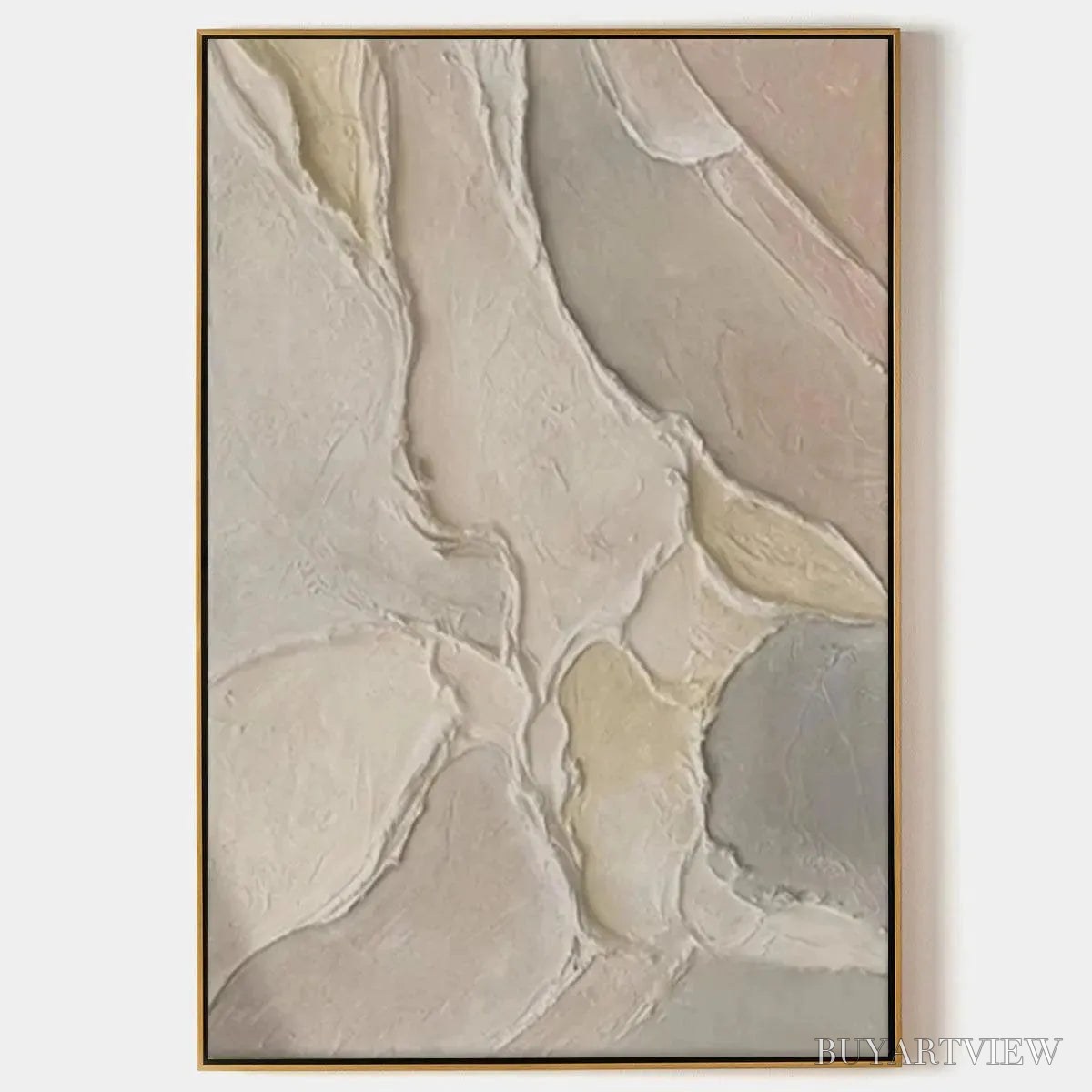 BUYARTVIEW Serene Textures – Textured Abstract Painting, Neutral Beige , Vertical Canvas, Minimalist Decor - image 1