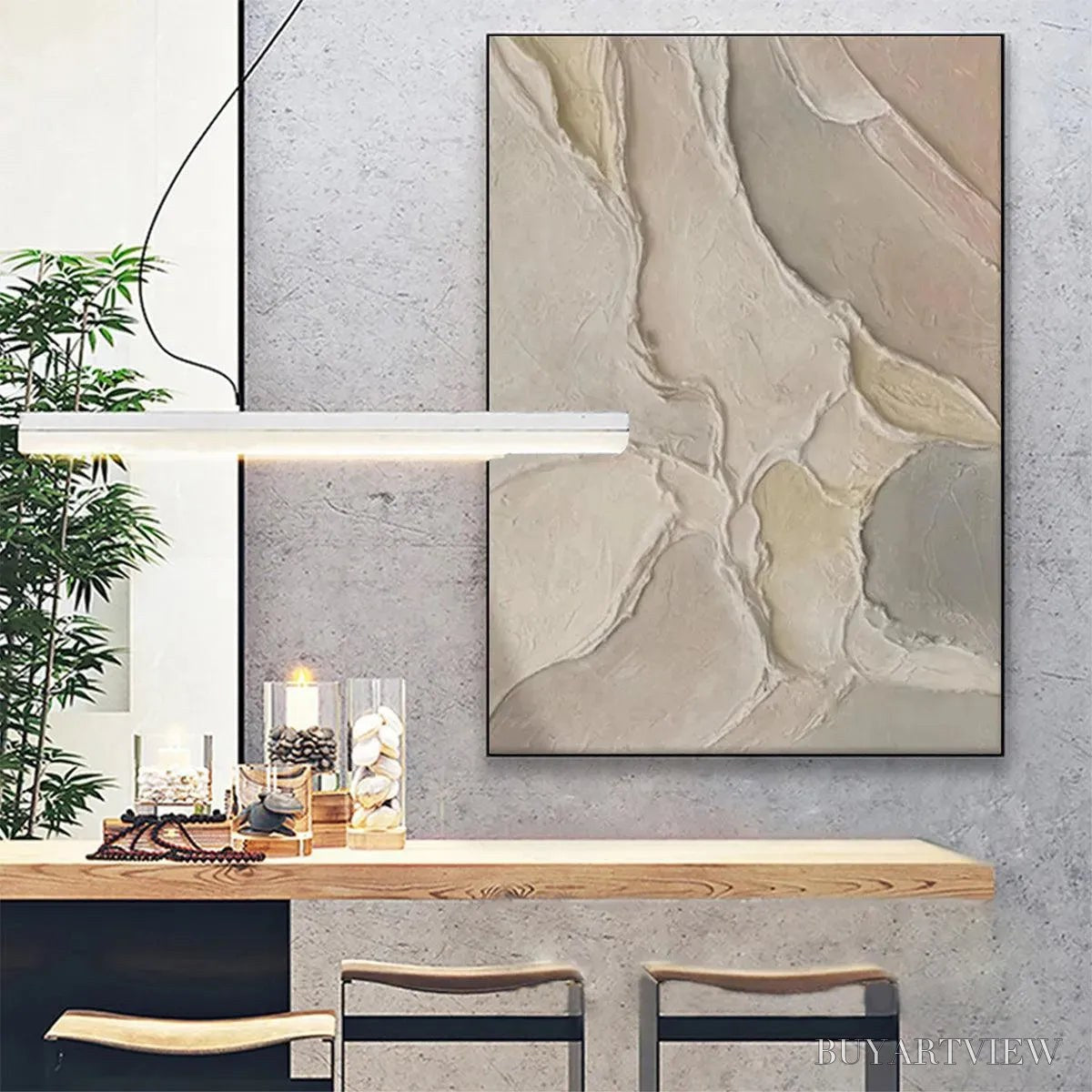 BUYARTVIEW Serene Textures – Textured Abstract Painting, Neutral Beige , Vertical Canvas, Minimalist Decor - image 4