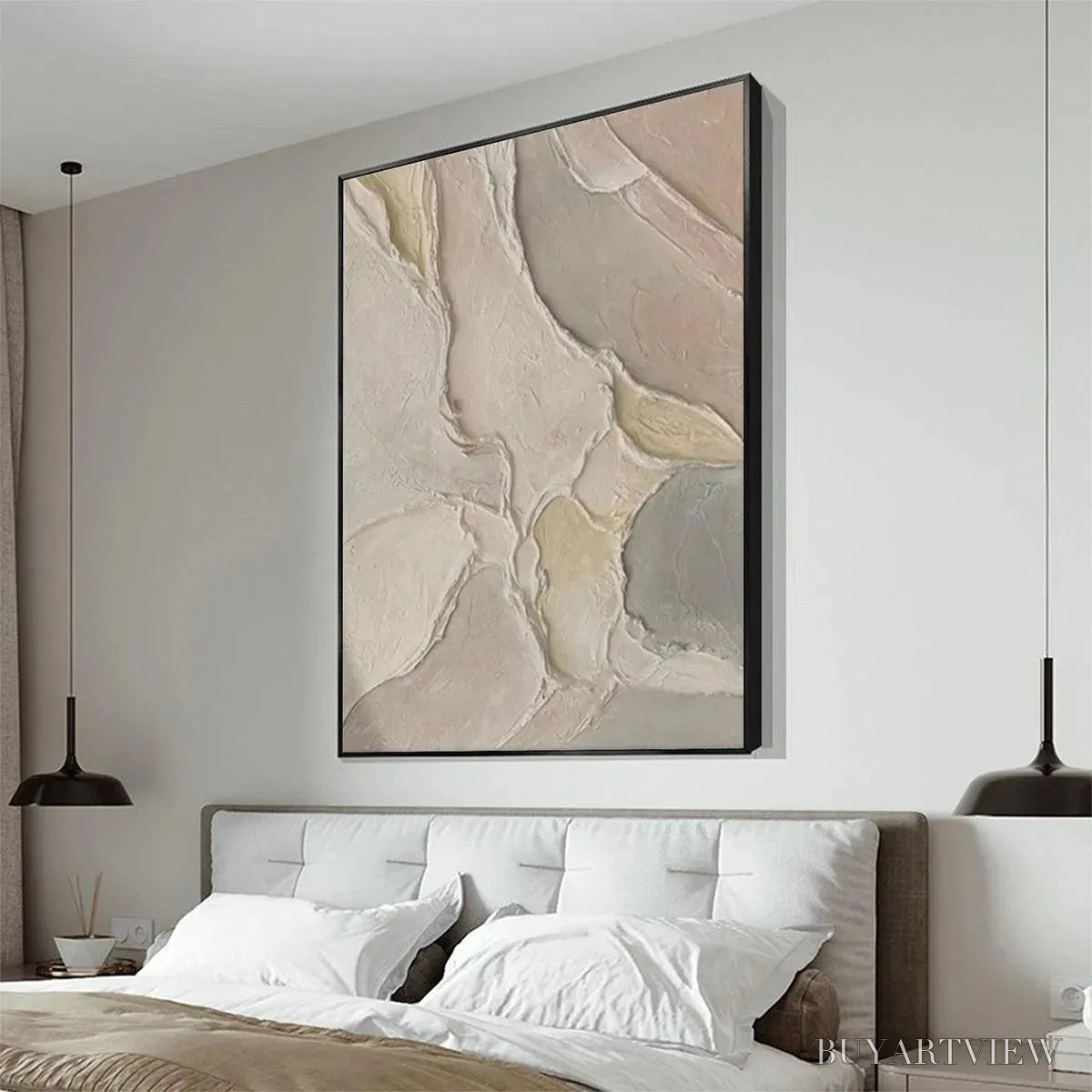 BUYARTVIEW Serene Textures – Textured Abstract Painting, Neutral Beige , Vertical Canvas, Minimalist Decor - image 5