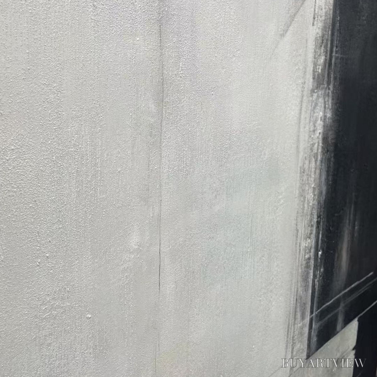 BUYARTVIEW Monochrome Minimalism – Abstract Painting, Black and White , Textured Canvas, Vertical - image 5