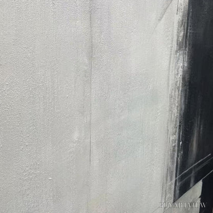 BUYARTVIEW Monochrome Minimalism – Abstract Painting, Black and White , Textured Canvas, Vertical - image 5