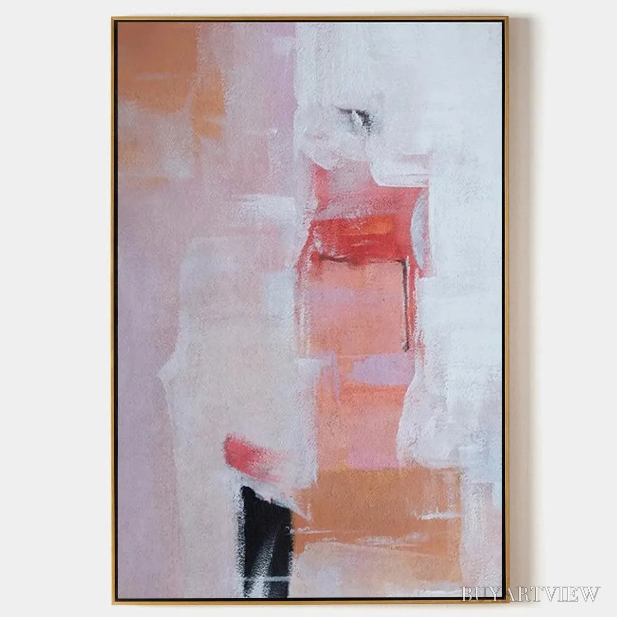 BUYARTVIEW Blushing Dawn – Pink Abstract Painting, Textured , Vertical Canvas, Minimalist Decor - image 1