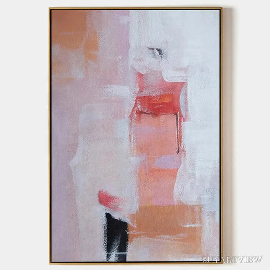 BUYARTVIEW Blushing Dawn – Pink Abstract Painting, Textured , Vertical Canvas, Minimalist Decor - image 1