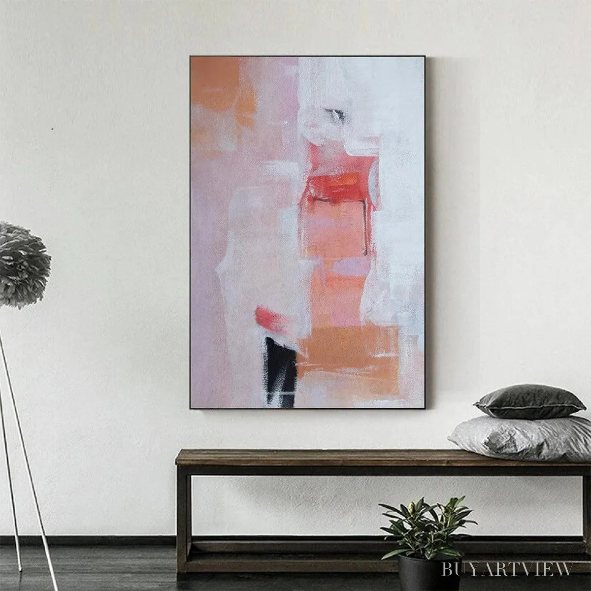 BUYARTVIEW Blushing Dawn – Pink Abstract Painting, Textured , Vertical Canvas, Minimalist Decor - image 4