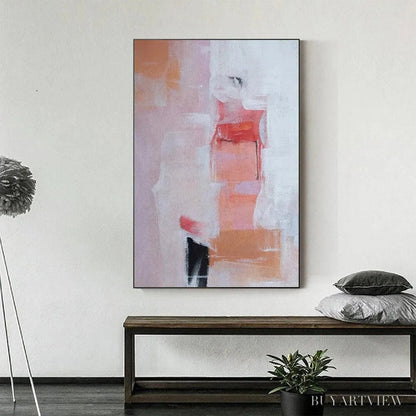 BUYARTVIEW Blushing Dawn – Pink Abstract Painting, Textured , Vertical Canvas, Minimalist Decor - image 4