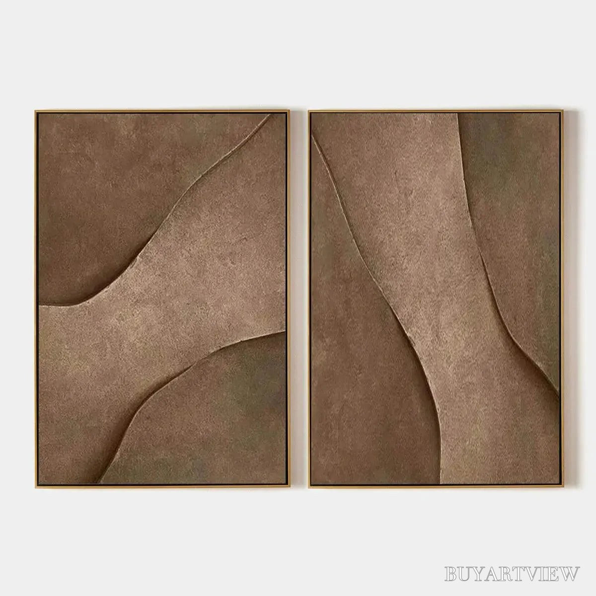 BUYARTVIEW Brown Texture Duo – Set of 2 Textured Abstract Paintings in Brown - image 1