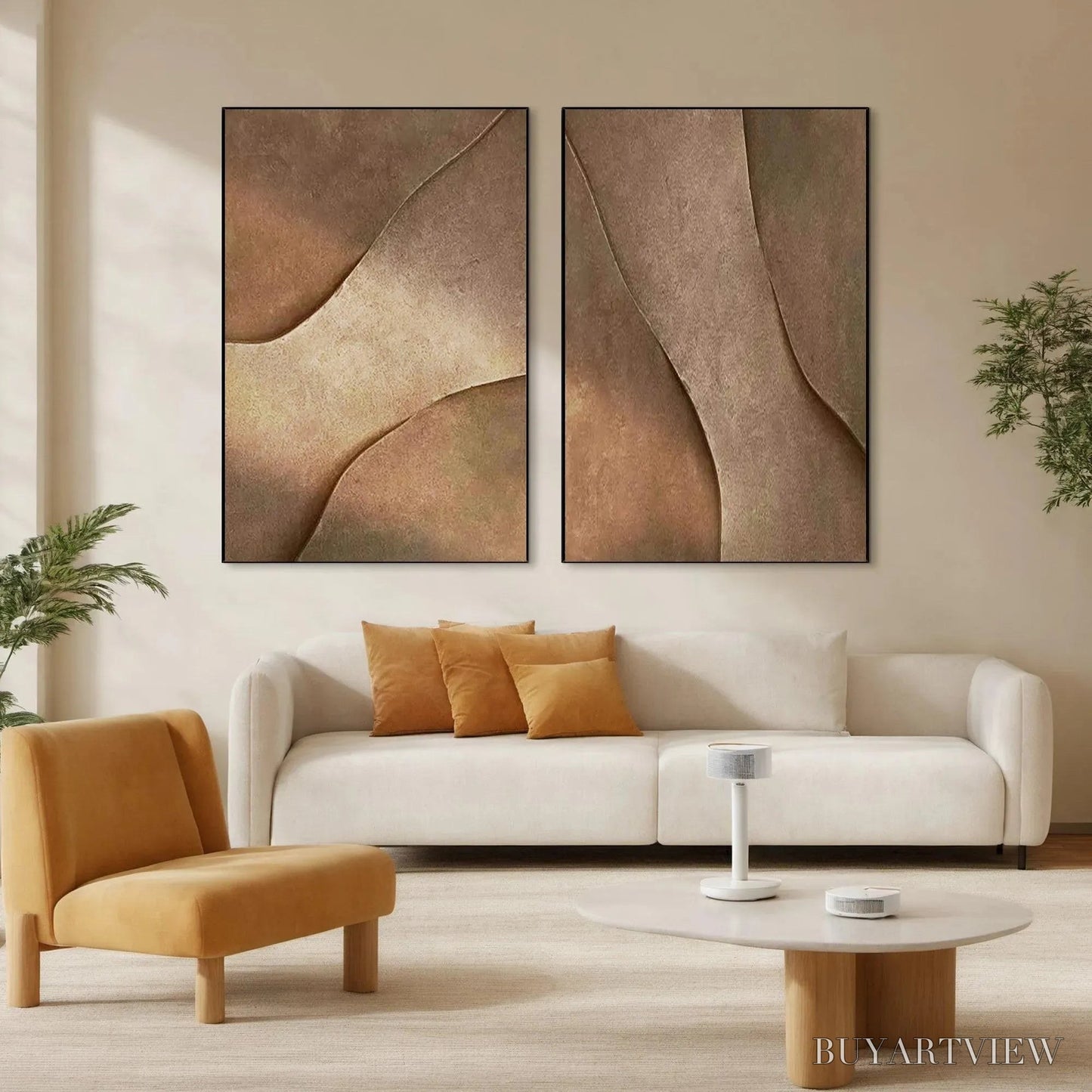 BUYARTVIEW Brown Texture Duo – Set of 2 Textured Abstract Paintings in Brown - image 2