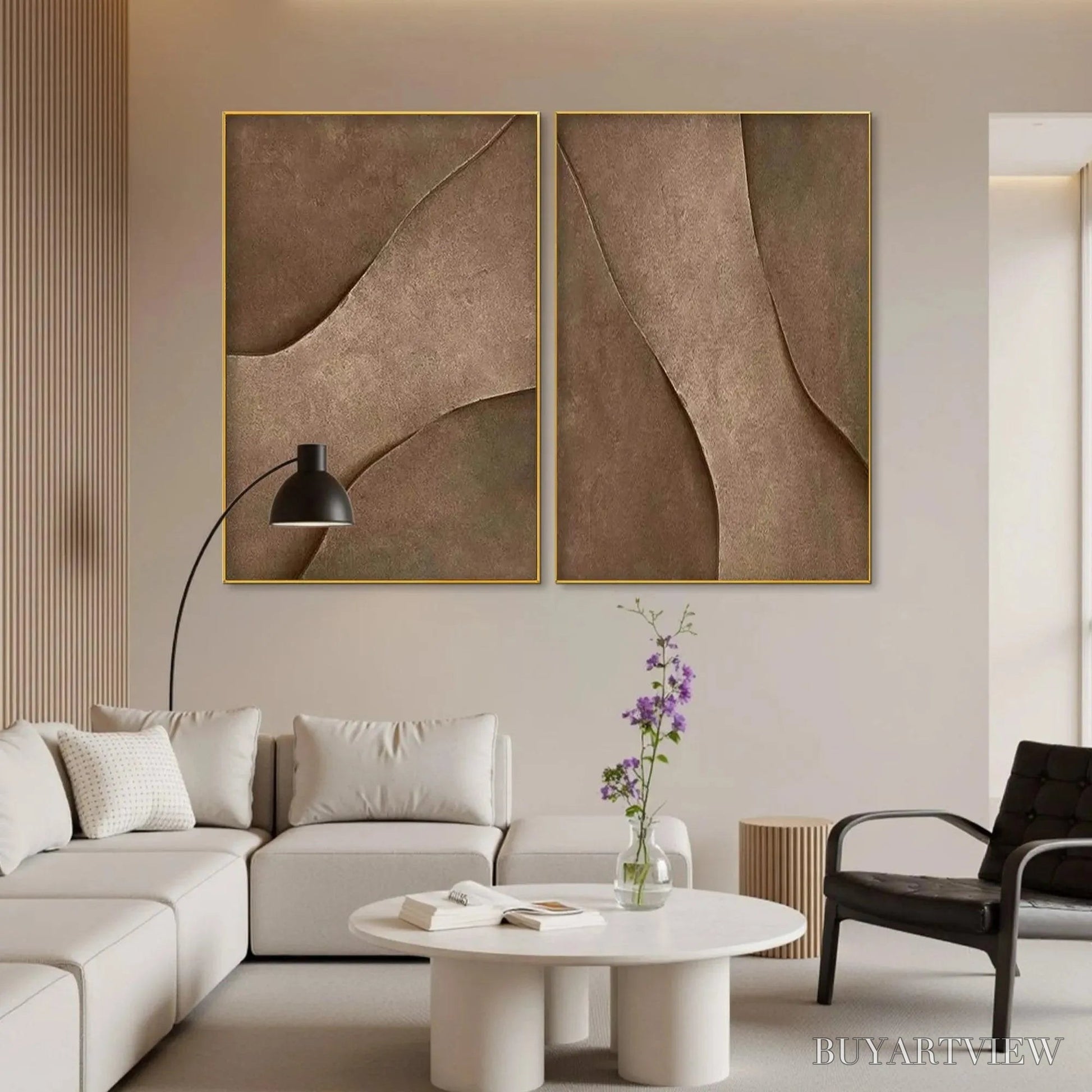 BUYARTVIEW Brown Texture Duo – Set of 2 Textured Abstract Paintings in Brown - image 5