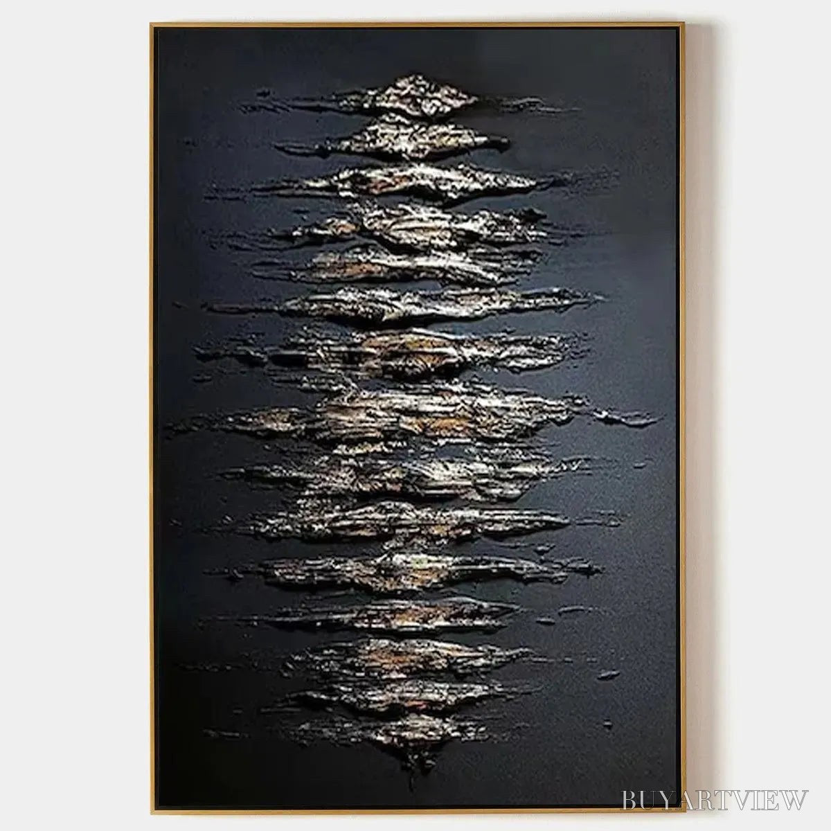 BUYARTVIEW Black and Gold Texture – Textured Abstract Painting - image 1