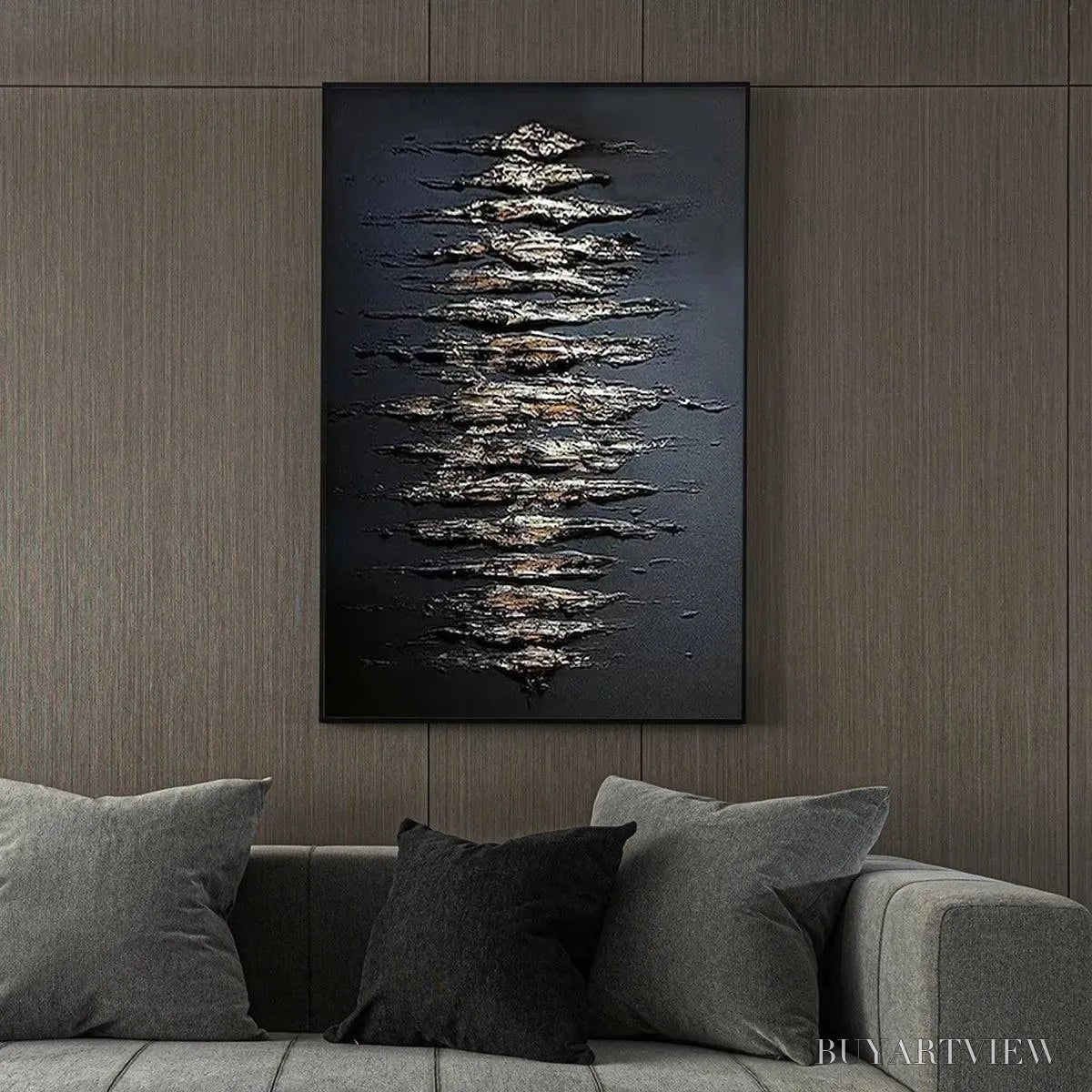 BUYARTVIEW Black and Gold Texture – Textured Abstract Painting - image 4