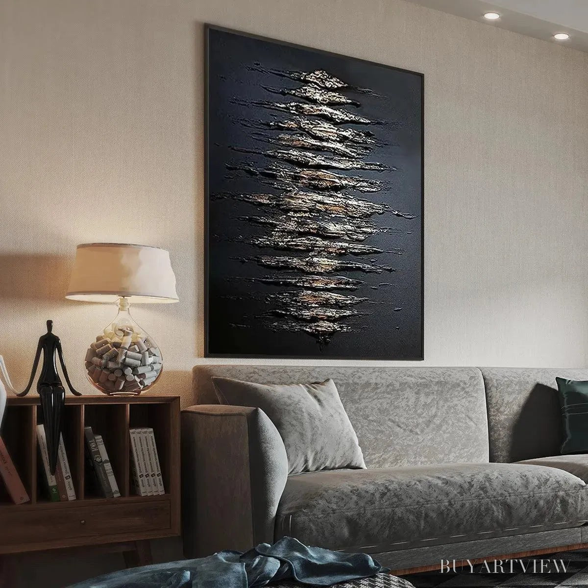 BUYARTVIEW Black and Gold Texture – Textured Abstract Painting - image 5