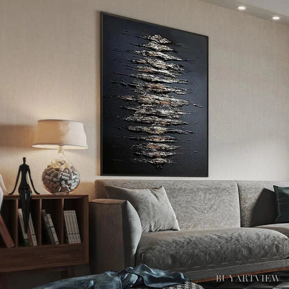 BUYARTVIEW Black and Gold Texture – Textured Abstract Painting - image 5
