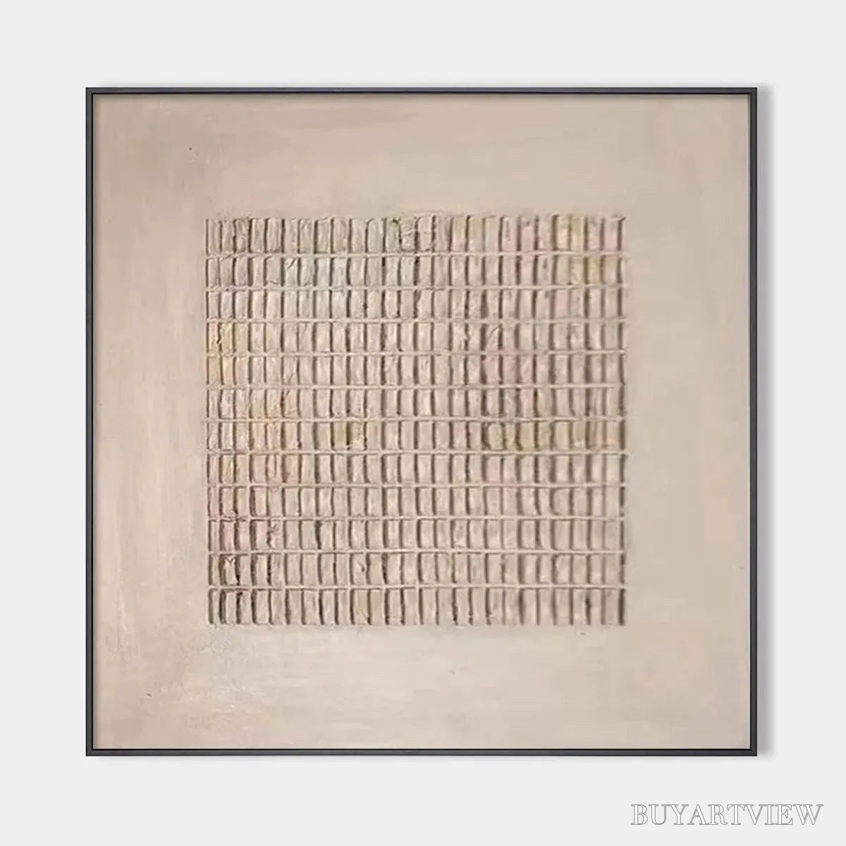 BUYARTVIEW Beige Grid – Minimalist Textured Painting in Beige - image 1