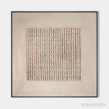 BUYARTVIEW Beige Grid – Minimalist Textured Painting in Beige - image 1