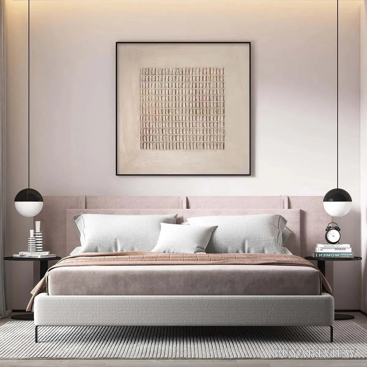 BUYARTVIEW Beige Grid – Minimalist Textured Painting in Beige - image 2