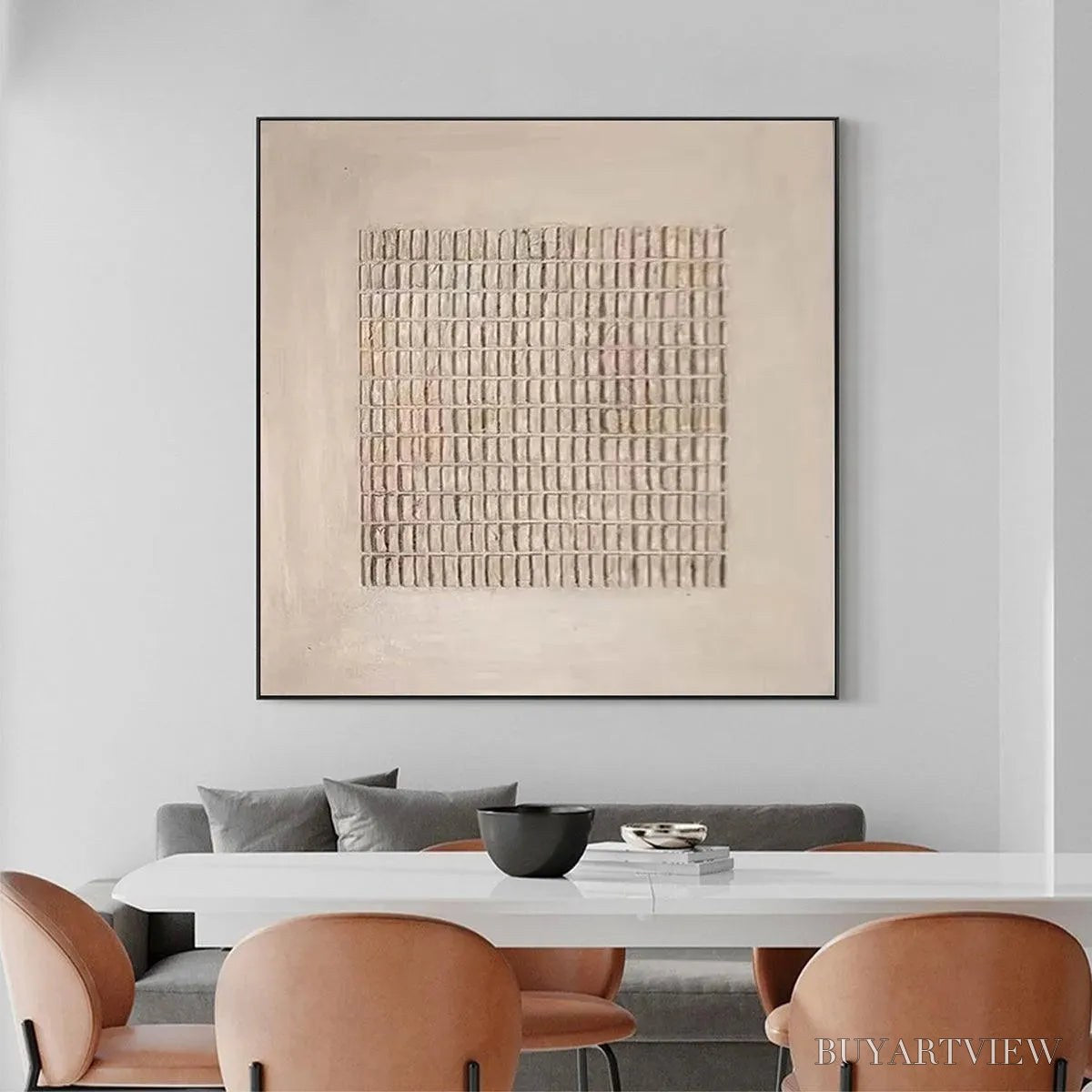 BUYARTVIEW Beige Grid – Minimalist Textured Painting in Beige - image 4