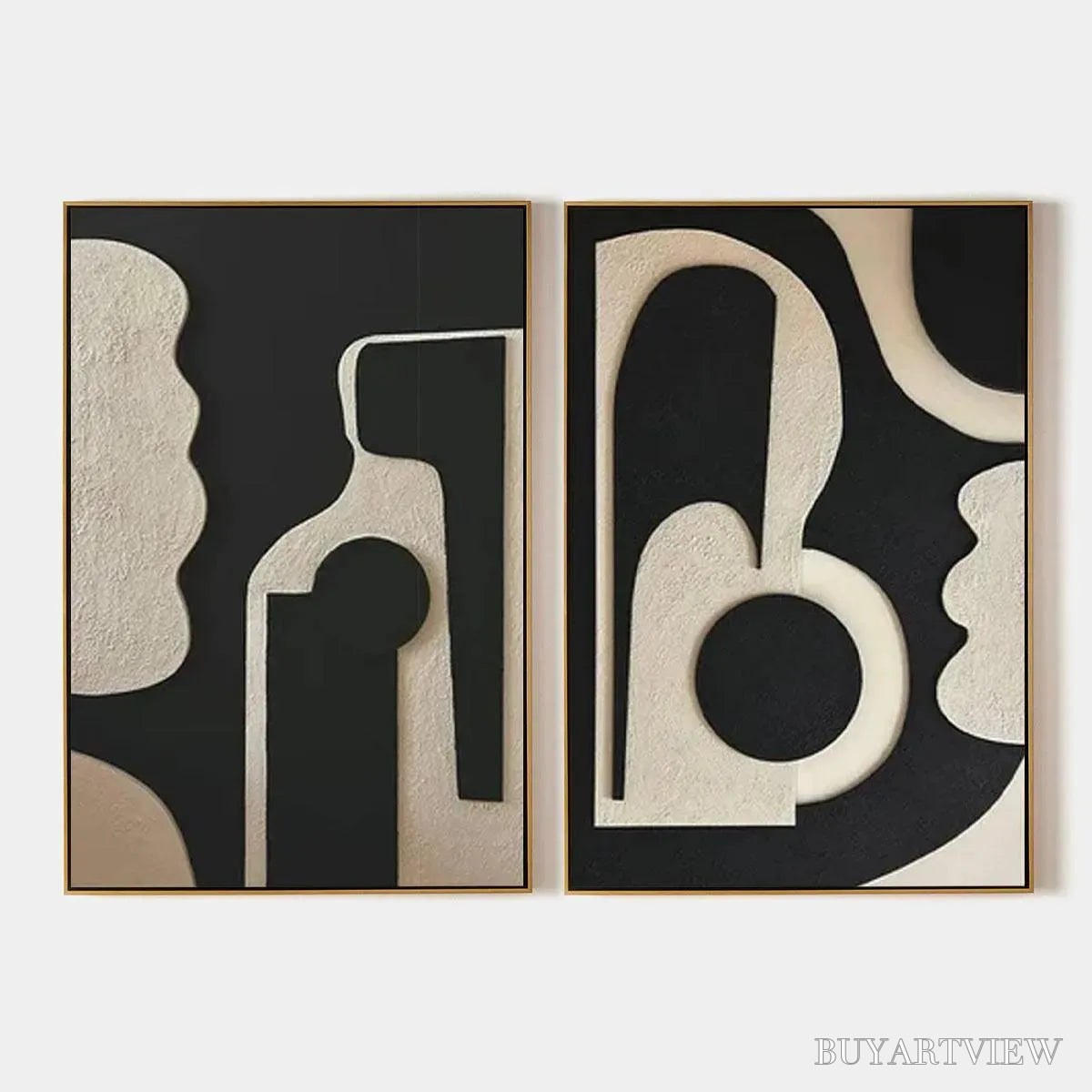 BUYARTVIEW Ink Blot Duo – Abstract Painting, Set of 2, Minimalist Decor, Black and White - image 1