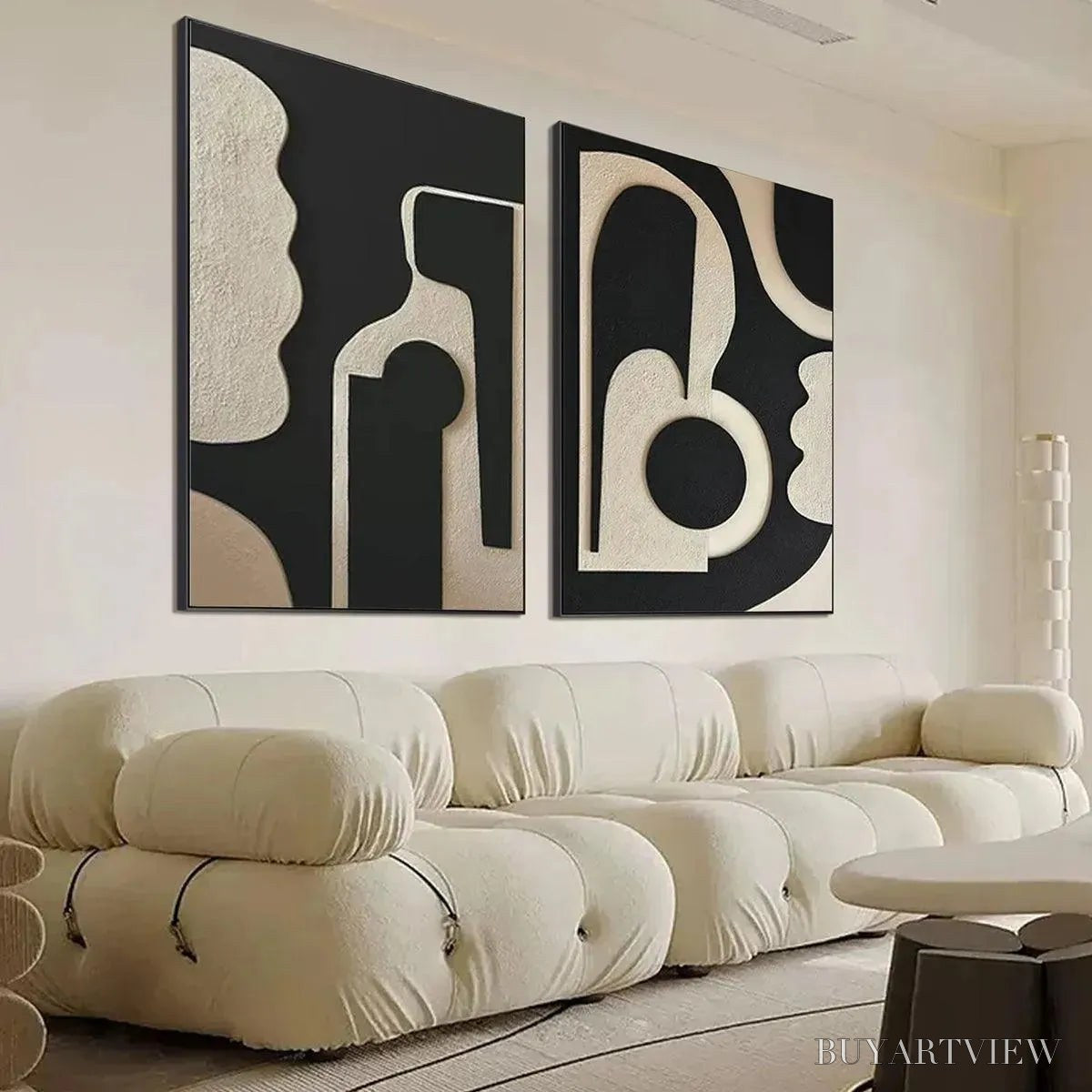BUYARTVIEW Ink Blot Duo – Abstract Painting, Set of 2, Minimalist Decor, Black and White - image 4
