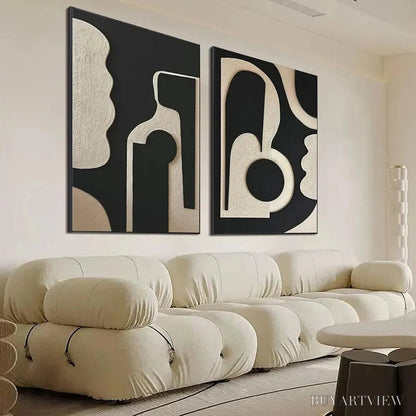 BUYARTVIEW Ink Blot Duo – Abstract Painting, Set of 2, Minimalist Decor, Black and White - image 4