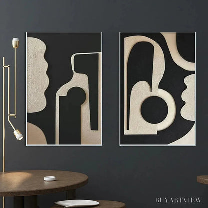 BUYARTVIEW Ink Blot Duo – Abstract Painting, Set of 2, Minimalist Decor, Black and White - image 5