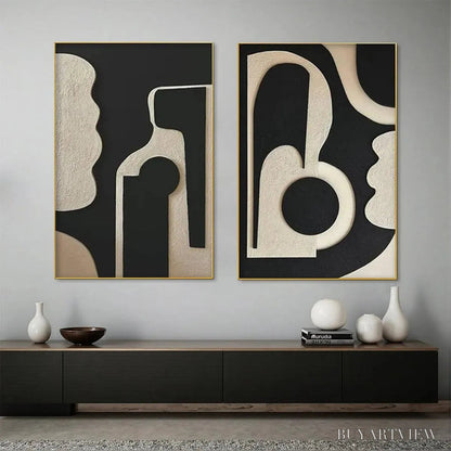 BUYARTVIEW Ink Blot Duo – Abstract Painting, Set of 2, Minimalist Decor, Black and White - image 6