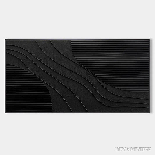 BUYARTVIEW Black Texture – Minimalist Textured Painting in Black - image 1