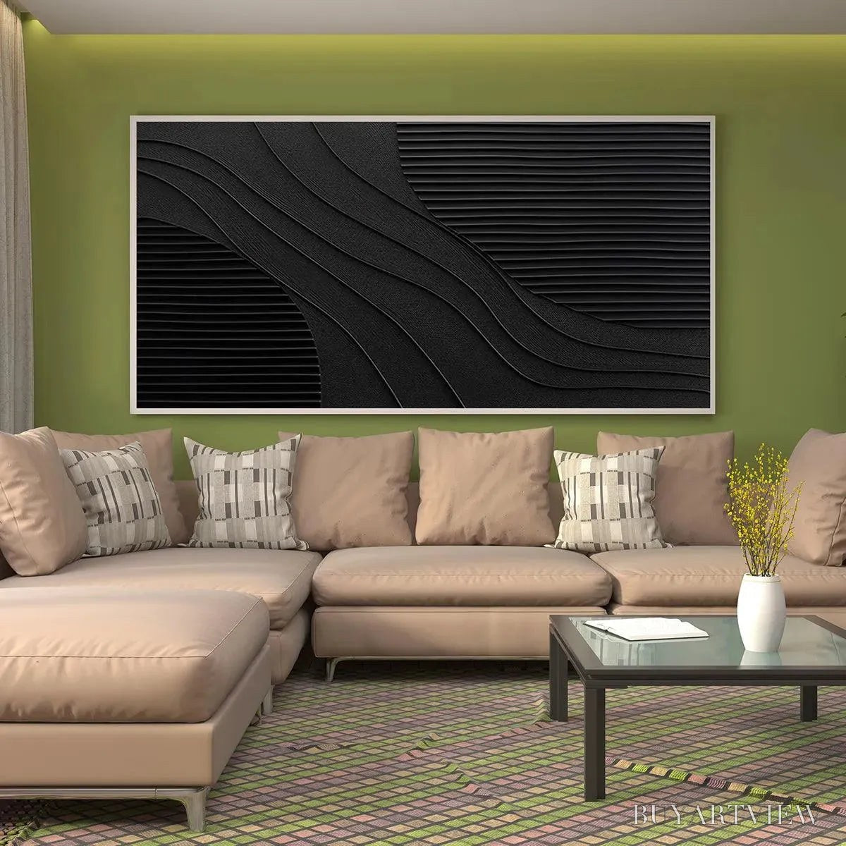 BUYARTVIEW Black Texture – Minimalist Textured Painting in Black - image 4