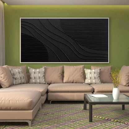 BUYARTVIEW Black Texture – Minimalist Textured Painting in Black - image 4