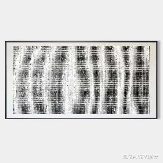 BUYARTVIEW Woven Texture – Minimalist Textured Painting in Grey and White - image 1