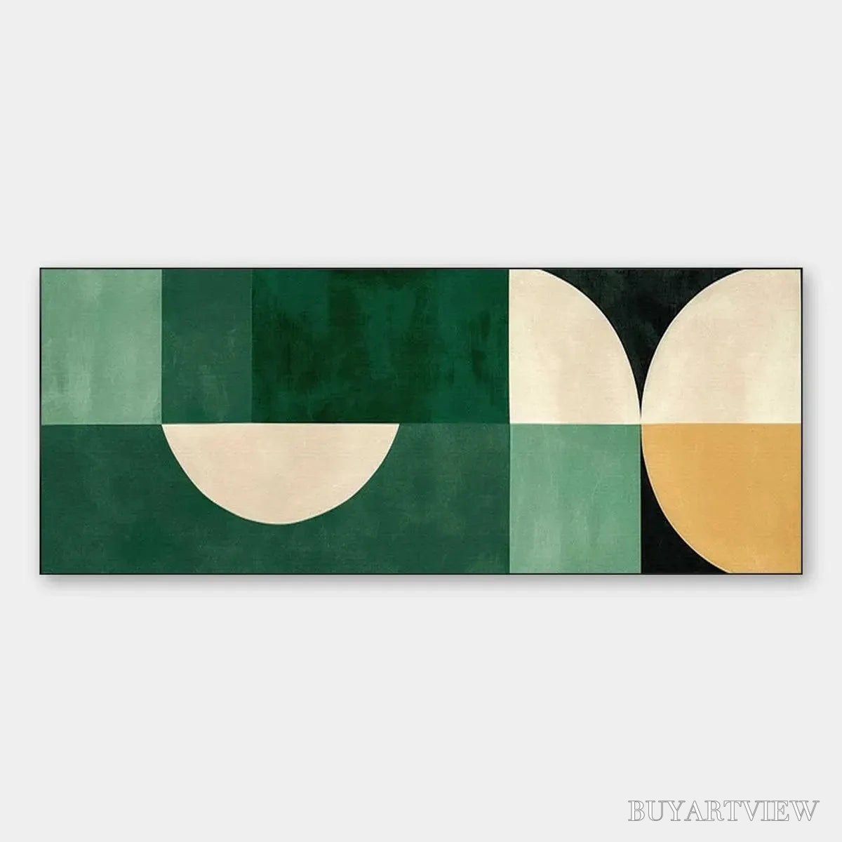 BUYARTVIEW Green Geometric Panoramic – Abstract Painting, Panoramic , Minimalist Decor - image 1