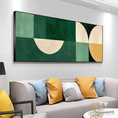 BUYARTVIEW Green Geometric Panoramic – Abstract Painting, Panoramic , Minimalist Decor - image 5