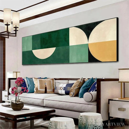 BUYARTVIEW Green Geometric Panoramic – Abstract Painting, Panoramic , Minimalist Decor - image 6