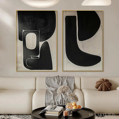 BUYARTVIEW Black & Beige Abstract Diptych Ii – Abstract Painting Set of 2, Vertical - image 5