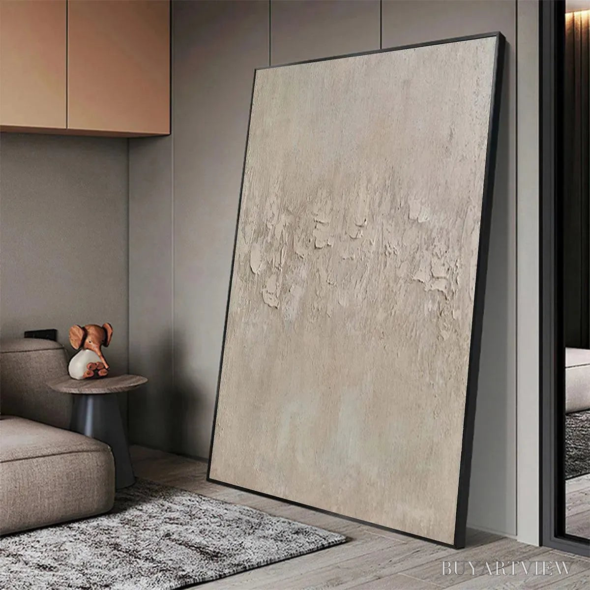 BUYARTVIEW Textured Beige Abstract – Minimalist Textured Painting, Square - image 4