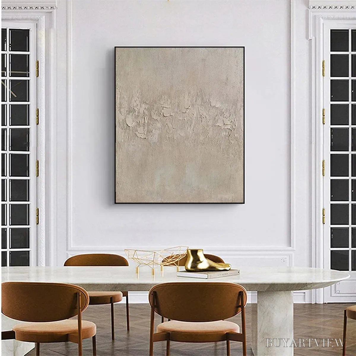 BUYARTVIEW Textured Beige Abstract – Minimalist Textured Painting, Square - image 5